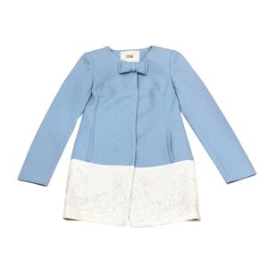 Vintage Jacket Size XS Pastel Blue Floral Embroidery